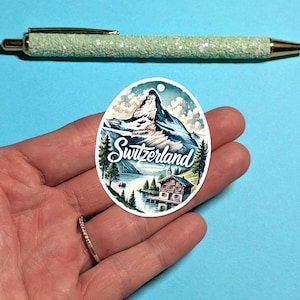 Pegatina de viaje de Suiza: pegatina de acuarela para maletas, ordenadores portátiles: regalo de viaje