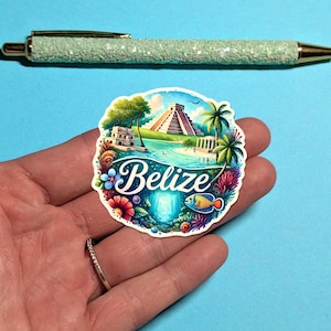 Belize Travel Sticker // Decal for suitcase, laptop, car or water bottle, luggage tag, travel gift