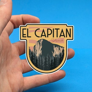 El Capitan Yosemite National Park Reiseaufkleber // Vintage-Stil Aufkleber für Koffer, Laptop, Auto oder Wasserflasche, Gepäckanhänger, Reisegeschenk