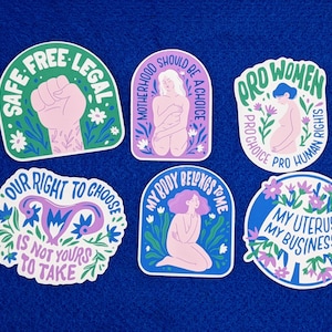 Pakiet naklejek Pro Choice, 6 naklejek, naklejka o prawach reprodukcyjnych, naklejka o prawach aborcyjnych, Roe kontra Wade, pro choice, naklejki winylowe