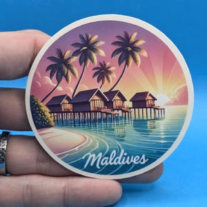 Malediven Reiseaufkleber #002 // Südasien Aufkleber für Koffer, Laptop, Auto, Wasserflasche und Gepäckanhänger