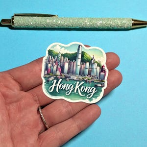 Adesivo de viagem para Hong Kong - Adesivo de mala aquarela para bagagem, laptops - Presente de viagem