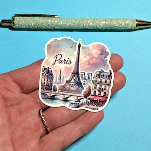 Pegatina de viaje de París: pegatina de acuarela para maletas, ordenadores portátiles - Regalo de viaje