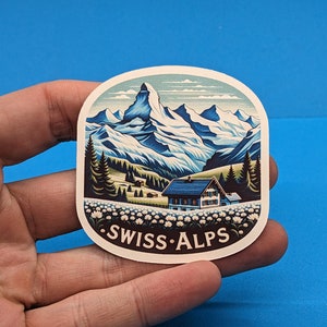 Adesivo de viagem dos Alpes Suíços // Adesivo da Suíça para mala, laptop, carro ou garrafa de água, etiqueta de bagagem, presente de viagem