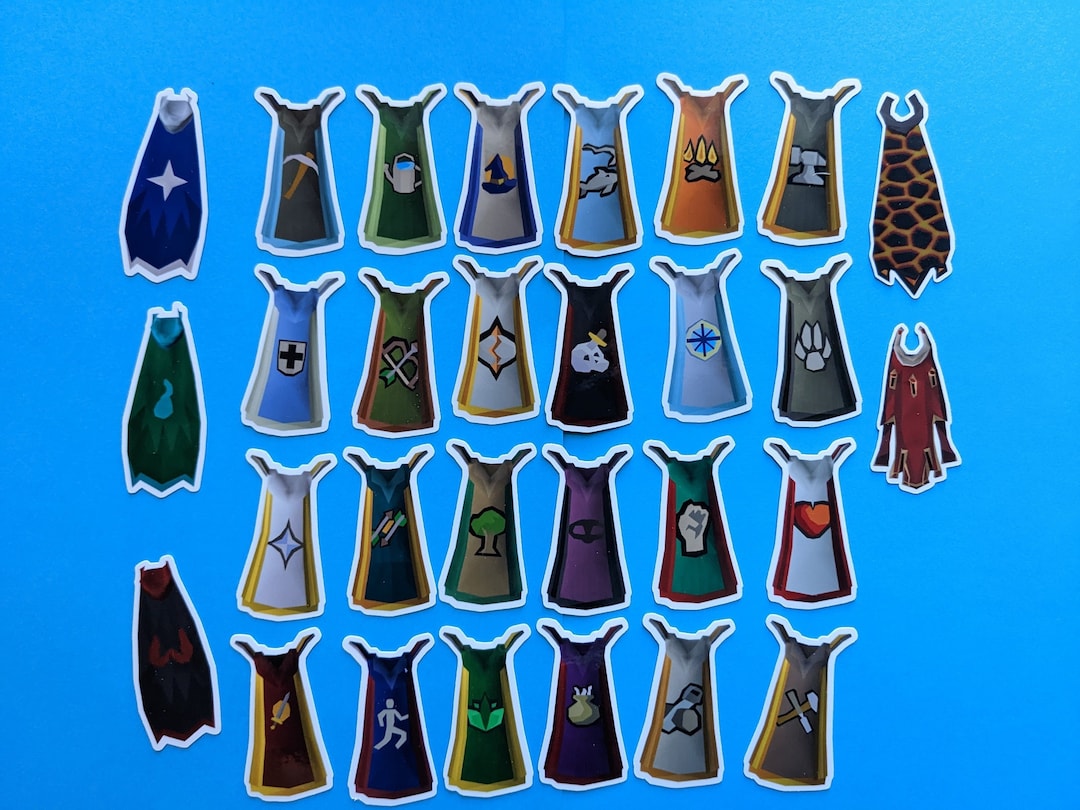 Old School Runescape Stickers 99 Skill Capes Max Cape Etsy