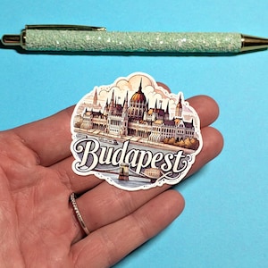 Adesivo de viagem de Budapeste - Adesivo de mala de aquarela para bagagem, laptops - Presente de viagem
