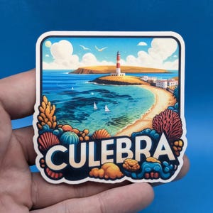 Pegatina de viaje de Culebra para maleta, portátil, coche, botella de agua, etiqueta de equipaje, regalo de viaje - Calcomanía de Puerto Rico en 3 tamaños