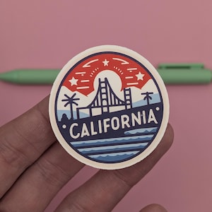 Calcomanía de viaje de California n.° 003 // Calcomanía para maleta, computadora portátil, automóvil o botella de agua, etiqueta de equipaje, regalo de viaje