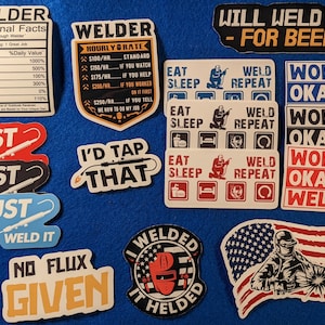 16 pcs Welding Stickers, Welding Hood Stickers, Toolbox Stickers, Gift For Welders