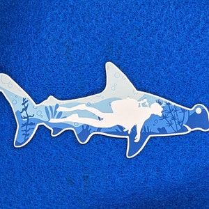 Hammerhead Shark Sticker  Scuba Diving Decal for Laptops Water Bottles Phones