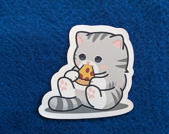 Pizza Cat Sticker, Cute Cat Sticker, Cat Sticker, Funny Sticker, Laptop Sticker, Pizza Sticker, Glossy Sticker