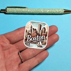 Boston reissticker // sticker voor koffer, laptop, auto of bidon, bagagelabel, reiscadeau