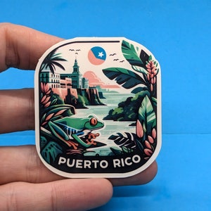Pegatina de viaje de Puerto Rico // Calcomanía puertorriqueña para maleta, computadora portátil, automóvil o botella de agua, etiqueta de equipaje, regalo de viaje