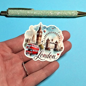 Sticker voyage Londres - Sticker valise aquarelle pour bagages, ordinateurs portables - Cadeau de voyage