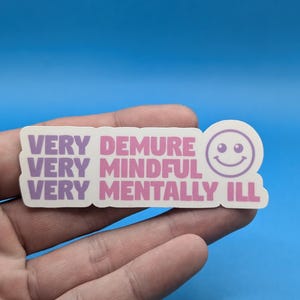 Pegatinas de muy recatado, muy maduro, muy enfermo mental, pegatinas de salud mental, pegatinas de terapia, pegatinas de TDAH, asuntos de salud mental