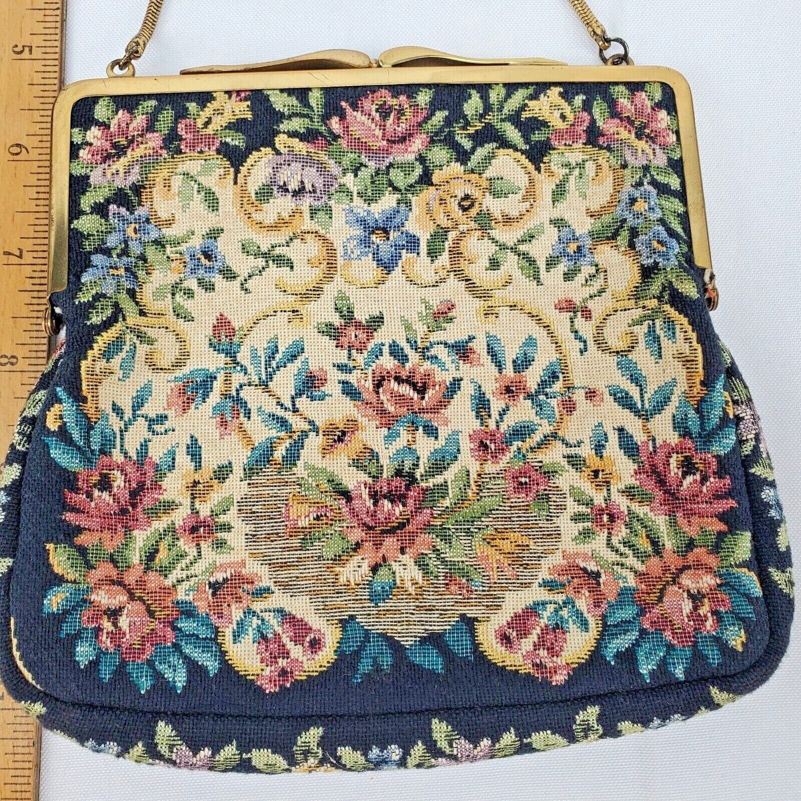 VINTAGE TAPESTRY PURSE By Mantessa, Made in West Germany Scenic Multicolor