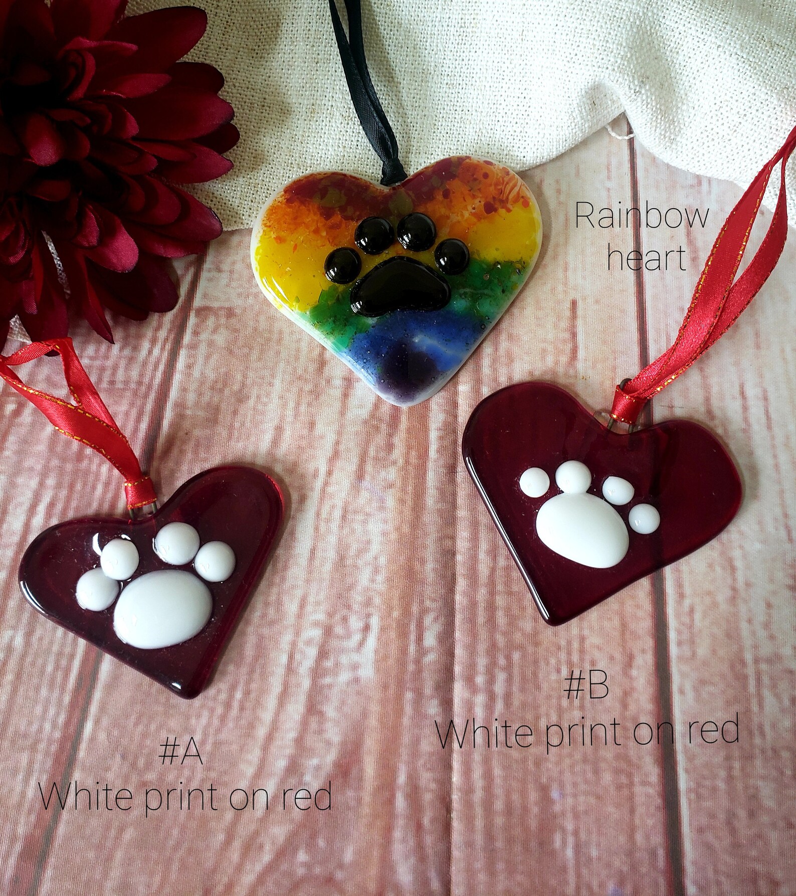 Pet Ornament Memorial Rainbow Bridge Paw Print or Heart - Etsy