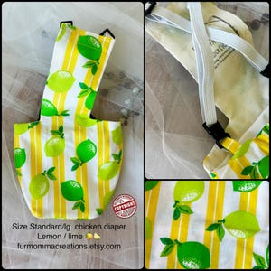 Chicken size Diapers Large STD House pet care Adjustable straps & buckle/waterproof poo pouch USA Made Original design exclusively by FMC