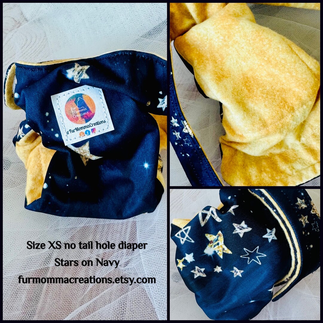 NO Tail Hole Manx Cat Kitten Dog Bunny Tiny Diaper XS SM Med Stays on