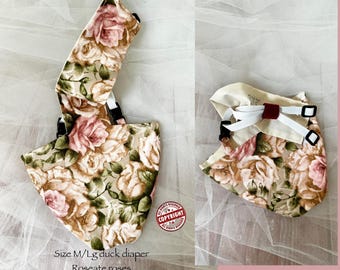 Duck Diaper: M/L Adjustable Suspender Style Exclusive design handmade USA