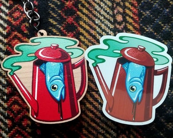 Fish in a Percolator Sticker/Keychain (Twin Peaks-inspired)