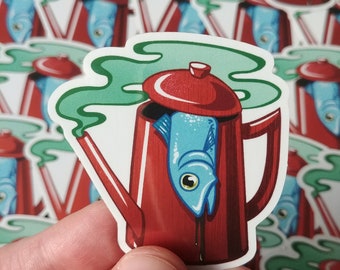 Fish in a Percolator Sticker/Keychain (Twin Peaks-inspired)