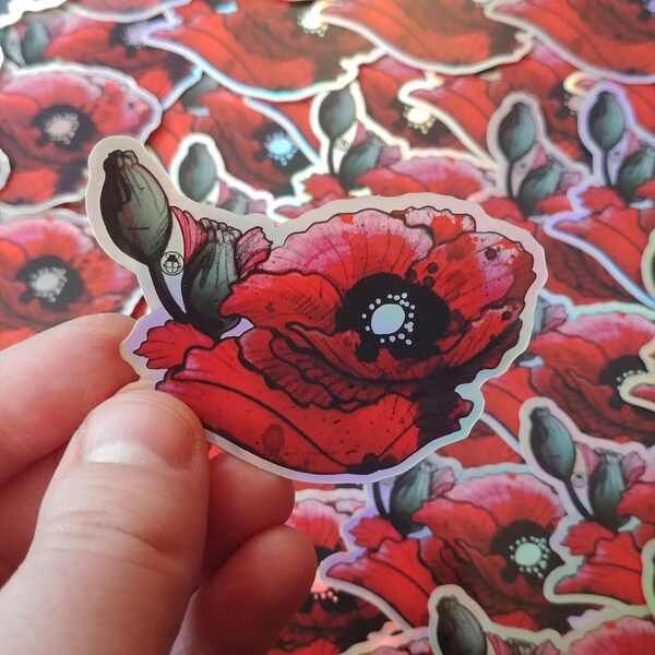 Holographic Poppy Sticker