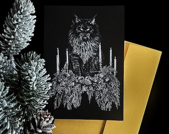 Yule Cat 5x7 Greeting Card