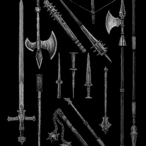 Medieval Weaponry 8.5x11 Print