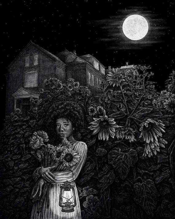 Moonlight Sunflowers 8.5x11 Print - Etsy