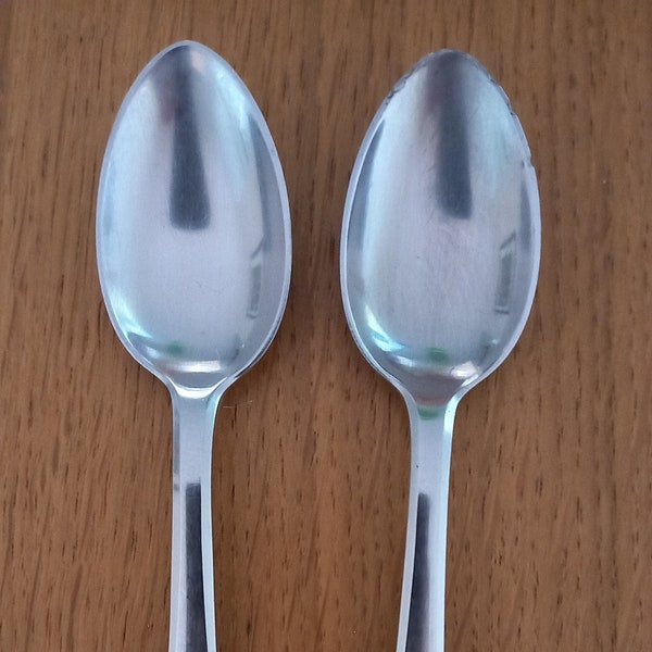 SET of 2ea Georg Jensen Stainless Steel MITRA Teaspoons 13cm (5.2") Made in Denmark