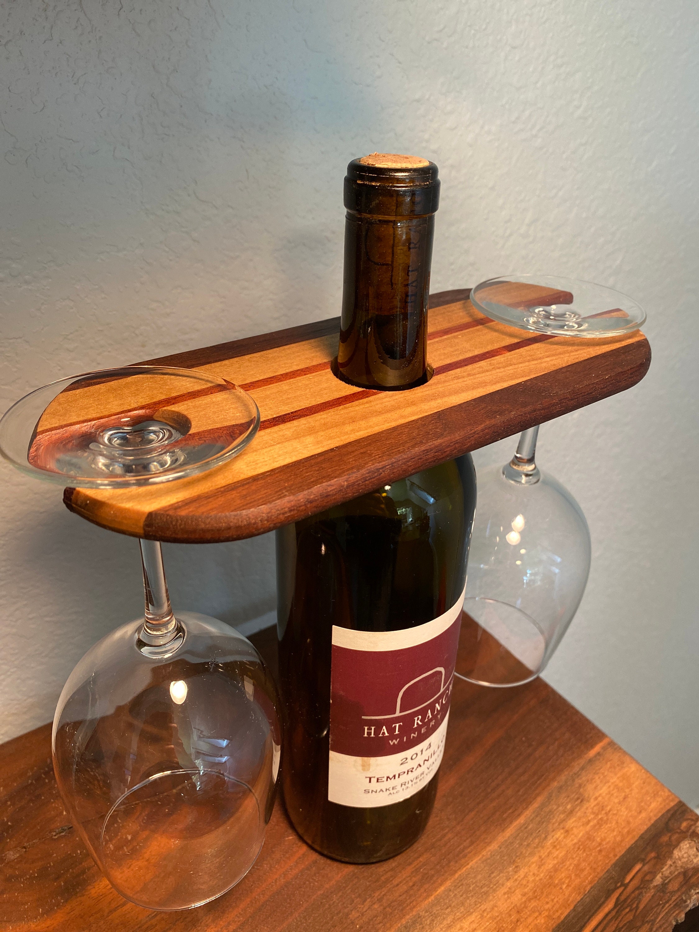 A&E Millwork LTD Wood Self Balancing Wine Bottle Holder, Brass Bottle  Opener, Free Standing Wood Bottle Holder, Wine Bottle Holder for  Countertop