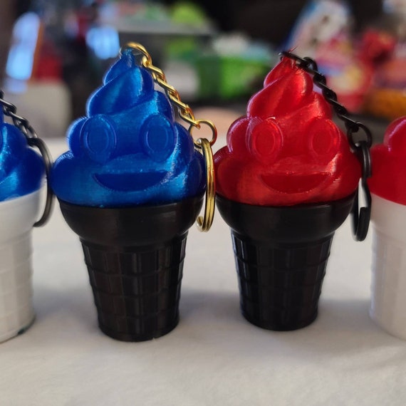 Cute Poop Emoji Ice Cream Cone Keychains Party Favors Etsy