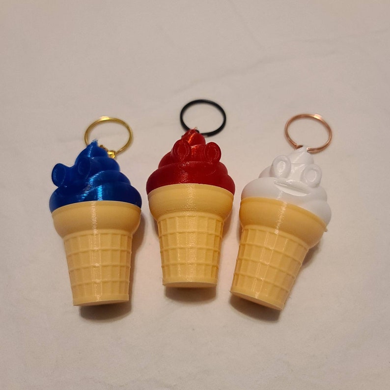 Cute Poop Emoji Ice Cream Cone Keychains Original Cone Color. Party