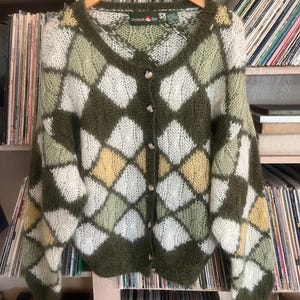 トップス 90s vintage black mohair knit cardigan s-l400.jpg