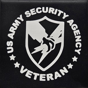 U.S. Army Security Agency Laser Engraved Ceramic Tile. ASA.