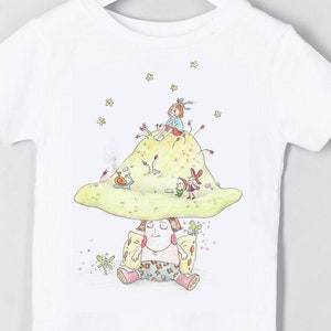 Little mushroom - Kid birthday t-shirts - Drawn design - Handmade tee - draw shirt - Kid summer t-shirt