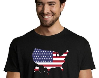 T-shirt patriotique carte des États-Unis : cadeau du jour de l'indépendance