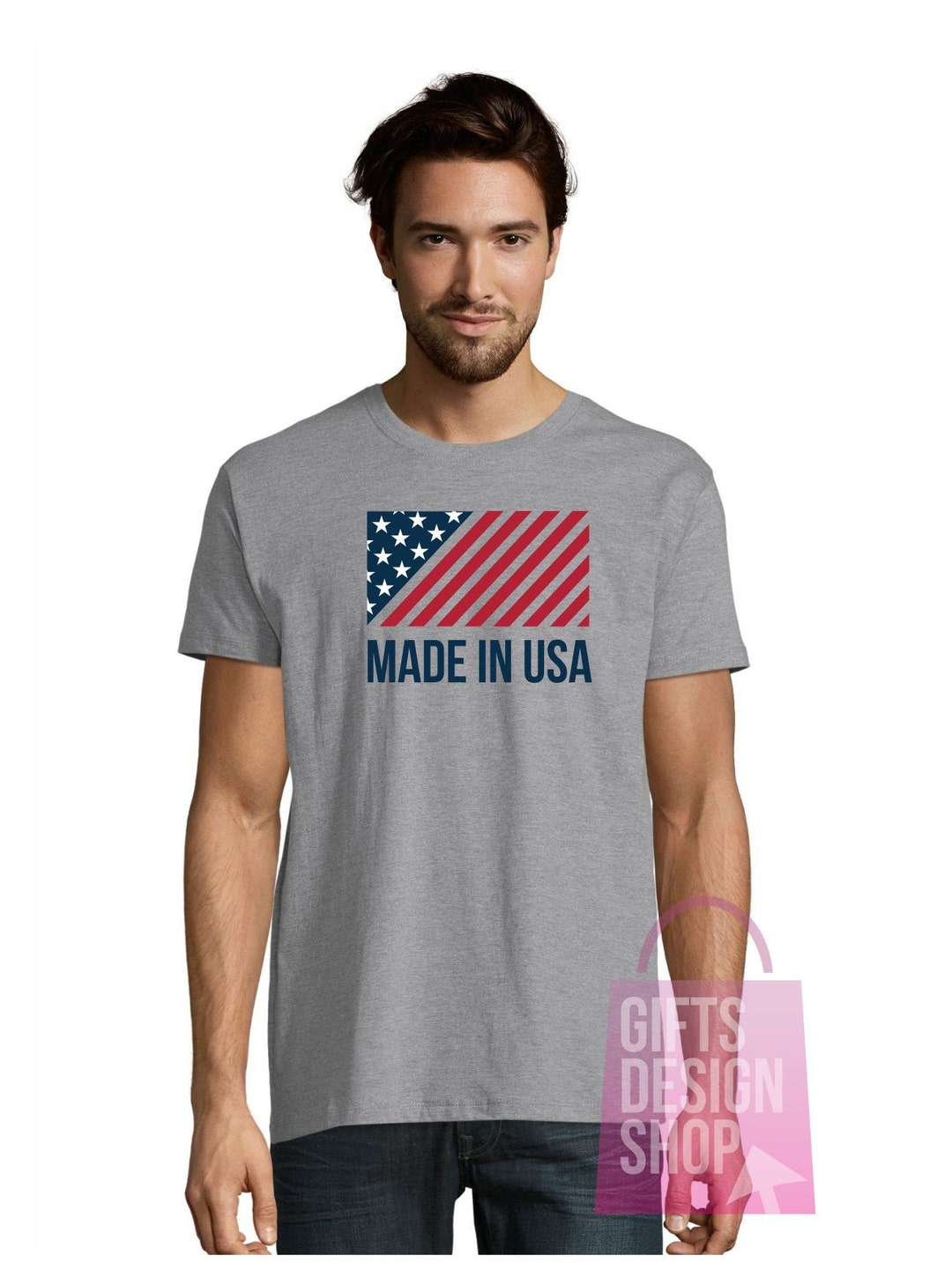 Proud American Shirts Made in USA, Men's Patriotic Tshirt, America