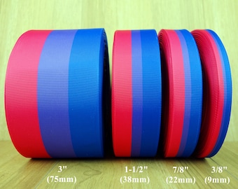 Bisexual Pride Flag Printed Grosgrain Ribbons - 3 Inch,2 Inch,1-1/2 Inch,7/8 Inch,5/8 Inch,3/8 Inch