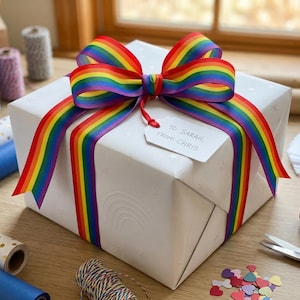 Gay Pride Flag Grosgrain Ribbon, Rainbow Ribbon for Hair Bows and Crafts image 3