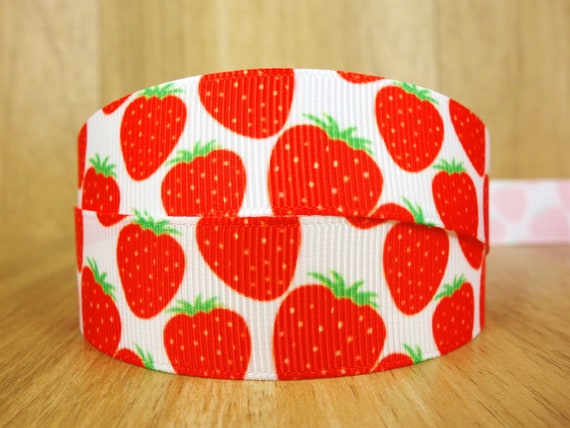 3 yards 7//8/" Pink Strawberry Grosgrain Ribbon DIY Hair Bow