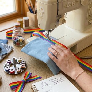 Gay Pride Flag Grosgrain Ribbon, Rainbow Ribbon for Hair Bows and Crafts image 4