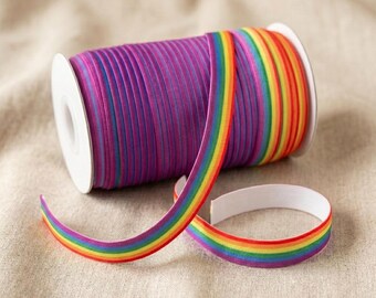Ruban élastique imprimé fierté arc-en-ciel, bande élastique 5/8 po. pour bandeaux, élastiques pour cheveux, couture, travaux manuels créatifs et projets de fierté