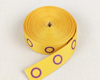 Intersex Pride Grosgrain Ribbon 7/8 Inch (22mm), LGBTQ Printed Ribbon for Hair Bows, DIY Crafts, Gift Wrapping, Ribbon by Yard