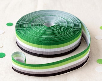 Aromantic Pride Grosgrain Ribbon 7/8 Inch 22mm, LGBTQ Printed Ribbon for Hair Bows, Gift Wrapping, DIY Crafts, Ribbon by Yard