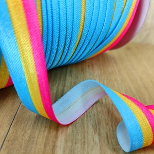 Pansexual Pride Flag Printed Elastic Ribbons  5/8 Inch, Stretchy Ribbon - Craft Supplies