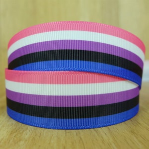 Genderfluid Pride Flag Printed Grosgrain Ribbons  - 3 Inch,2 Inch,1-1/2 Inch,7/8 Inch,5/8 Inch,3/8 Inch