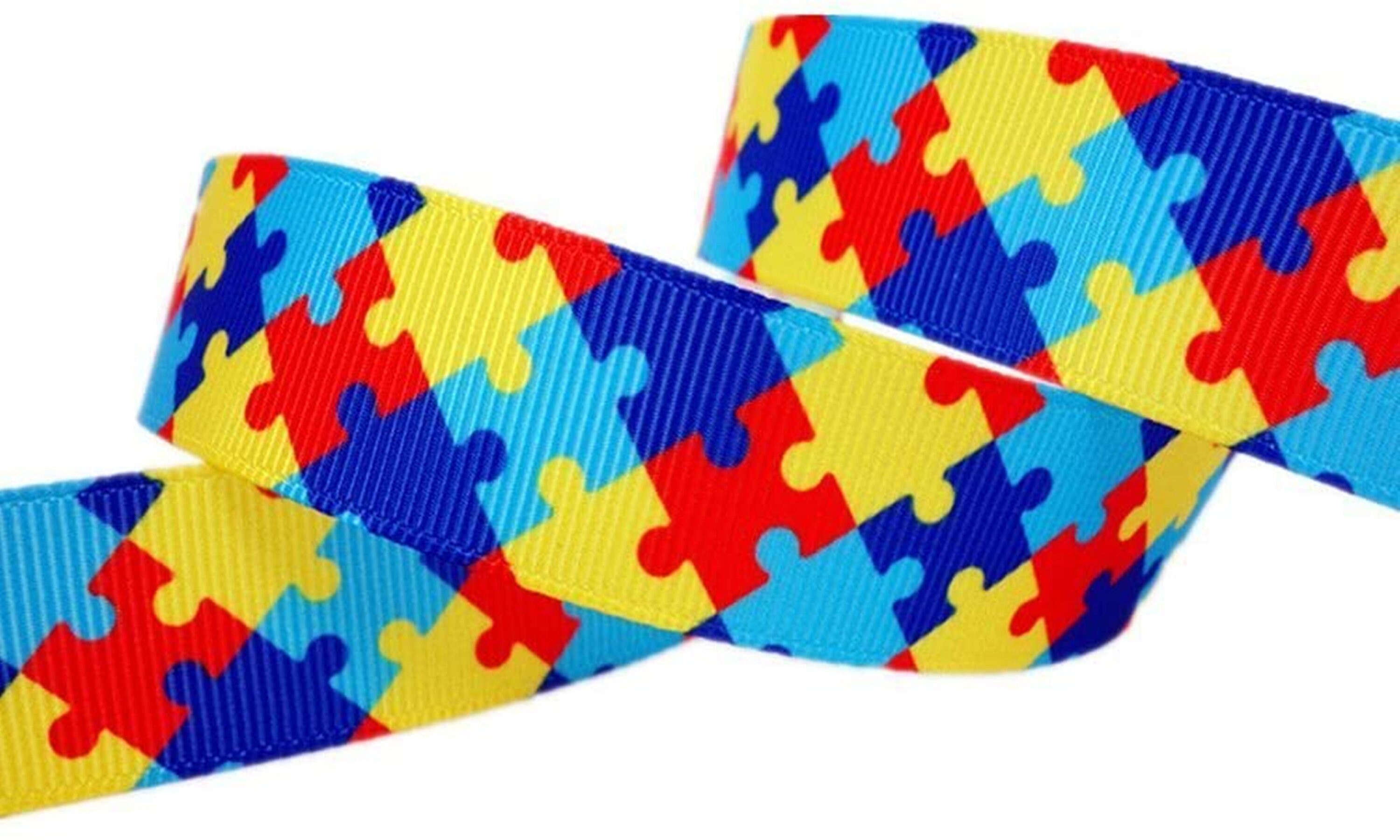 Autism Awareness Puzzle Printed Grosgrain Ribbons 3 | Etsy