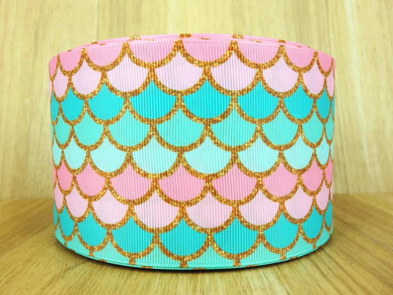 Grosgrain Mermaid Scales Fish Ribbon 7//8/" 22mm